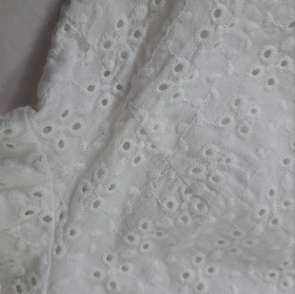 ASOS New Look Broderie 3/4 Puff Sleeve Blouse in White Size 2